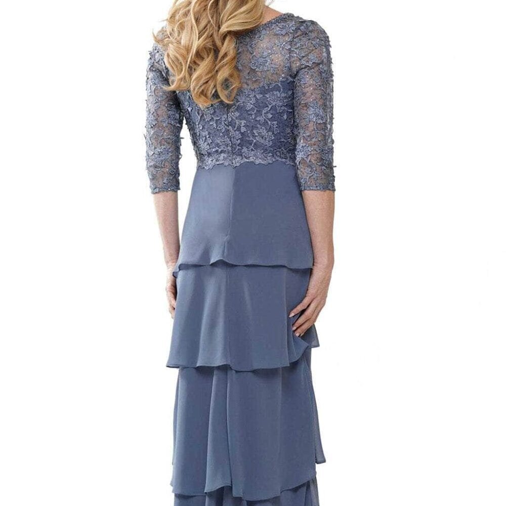 SALE NWT Marsoni by Colors MV1244 Chiffon Mother of the Bride Slate Blue Size 12 - Picture 3 of 10
